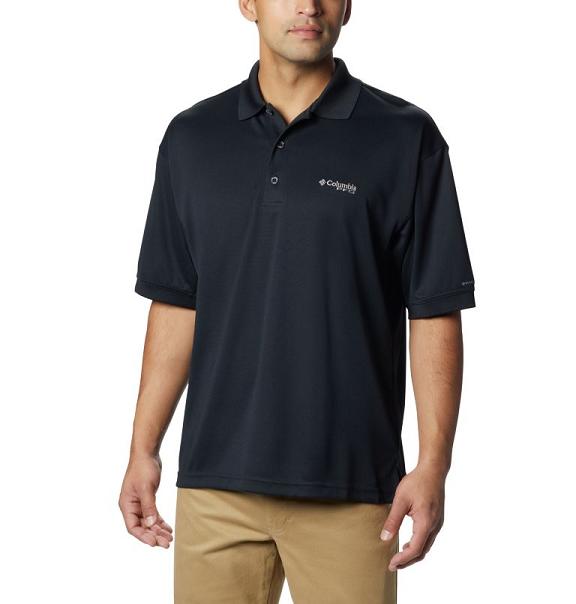 Columbia PFG Perfect Cast Polo Black For Men's NZ95603 New Zealand